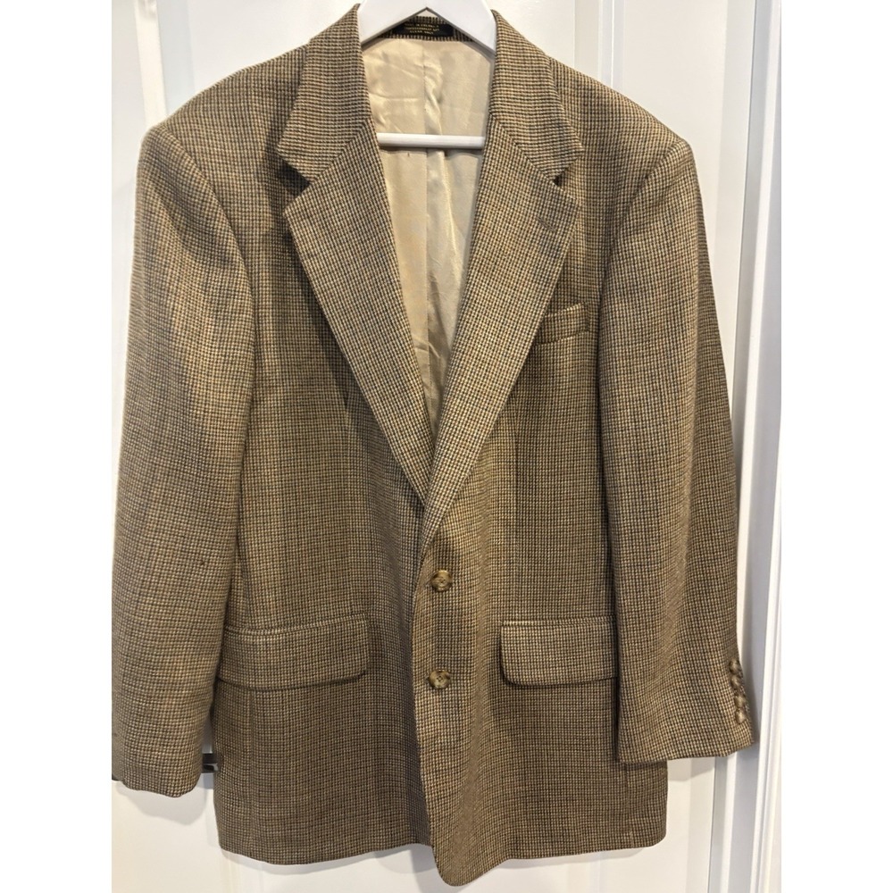 VTG Oscar de la Renta Mens Two Button Houndstooth Blazer Jacket Wool SZ 40